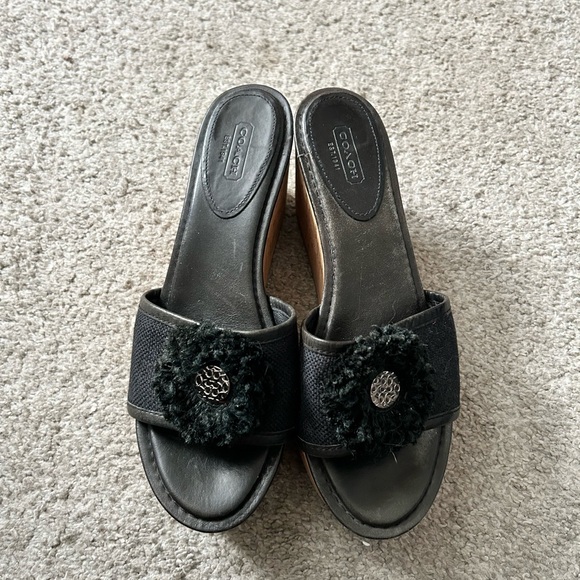 Coach Jazmin Black Wedge Sandles size 9B - Picture 3 of 6